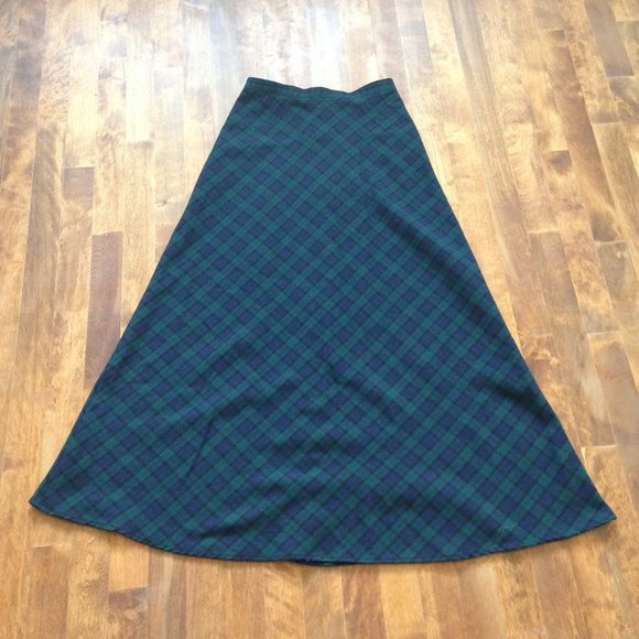 Navy & Green Plaid Maxi Skirt - Picture 11 of 16